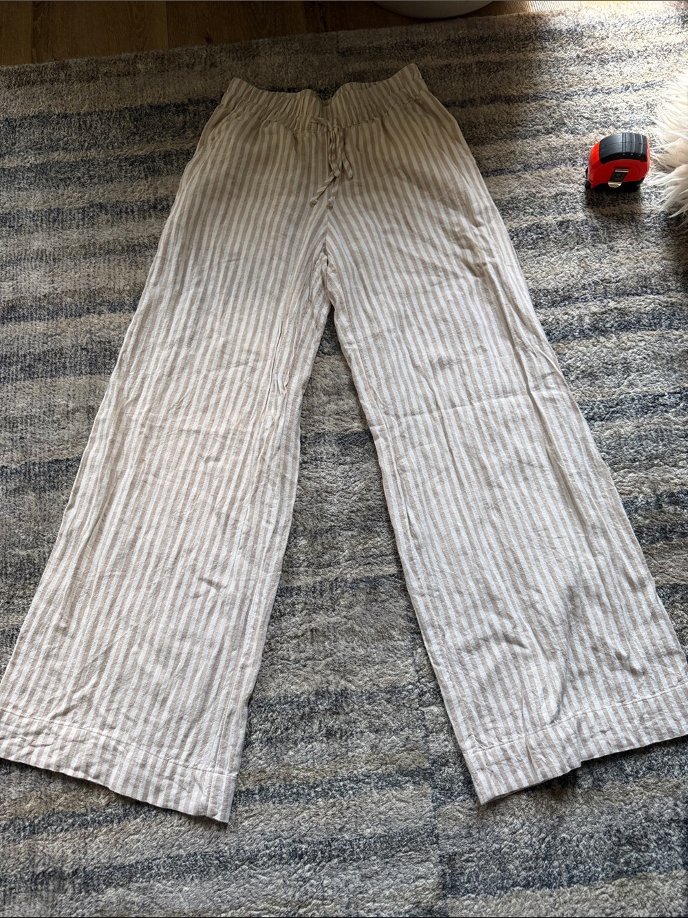 a new day Beige & White Striped Wide-Leg Pants
